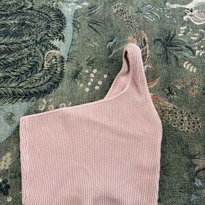 Babaton Light Pink Ribbed Knit Top
